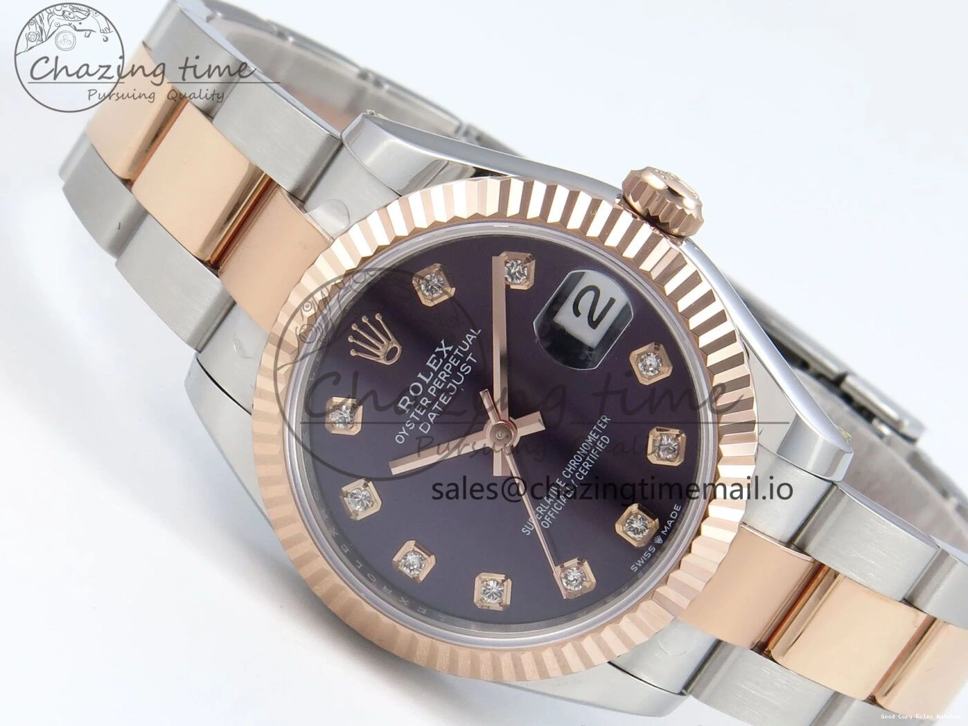 Good Copy Rolex Watches Best Purple 31 Oyster Bracelet ETA 278271 904L DateJust Edition Dial Diamonds on Steel SS 1:1 ARF 522 Premium RG 0103